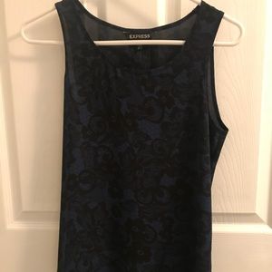 Blue/Black Print Blouse